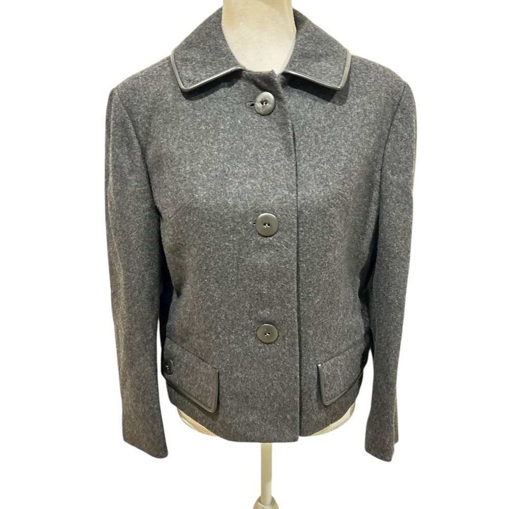 Vintage tailored by D. M. Charcoal wool lined Pea coat jacket 4 big button small